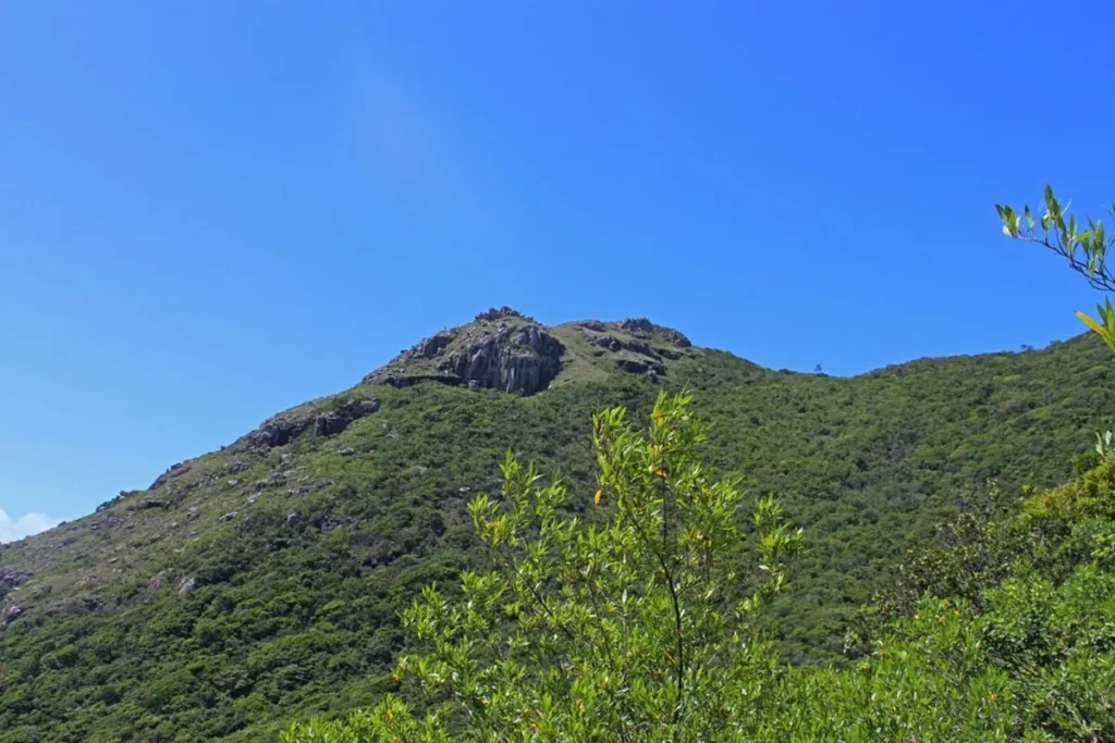 Montanhas verdes e vegetação nativa no percurso da trilha Lagoinha do Leste em Florianópolis